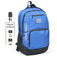 Coral High Sport Mavi-Gri Laptop Bölmeli Usb Çıkışlı Okul Sırt Çantası
