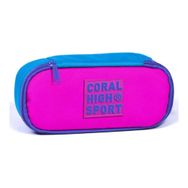 Coral High Sport Pembe Mavi İç Bölmeli Oval Kalem Çantası Kalemlik