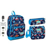 Coral High USB ve Aux Çıkışlı Okul Çanta Seti Erkek Çocuk Astronot ve Uzay Baskılı - Renkli Okul Çanta