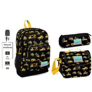 Coral High USB ve Aux Çıkışlı Okul Çanta Seti Erkek Çocuk Sarısiyah Iş Makineleri - Sarı - Siyah Okul Çanta