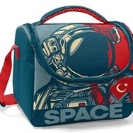 Coral High Yeşil Astronot Baskılı Erkek Çocuk Okul Beslenme ve Piknik Çantası Beslenme Çantası
