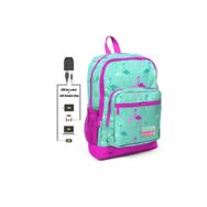 Coral High Yeşil Flamingolar Baskılı Usb Aux Soketli Kids Dört Gözlü Kız Çocuk İlkokul Çantası