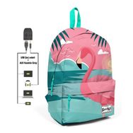 Coral High Yeşil Pembe Flamingo Desenli Sırt Çantası