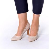 Costo Shoes 1071 Krem Süet Kadın Topuklu Ayakkabı