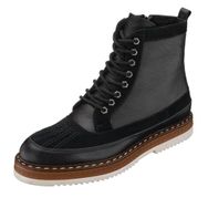Costo Shoes İriadam ZM402 Siyah Deri Siyah Süet Rahat Geniş Kalıp Hafif Eva Taban Premium Serisi Erkek Bot