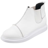 Costo Shoes MR2023 Beyaz Büyük Numara Dana Derisi Rahat Geniş Kalıp Erkek Bot