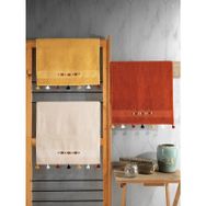 Cotton Box 3 Adet 50x90 cm Mercan Hardal Bej Nakışlı Fit Havlu Seti