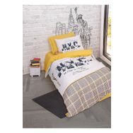 Cotton Box Genç Odası Tek Kişilik Lastikli Çarşaflı Worldwide Hardal Nevresim Takımı