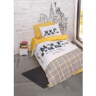 Cotton Box Genç Odası Tek Kişilik Lastikli Çarşaflı Worldwide Hardal Nevresim Takımı
