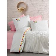 Cotton Box Nakışlı Ranforce Mina Pembe Çift Kişilik Nevresim Takımı