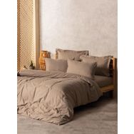 Cotton Box Plain Plaid Vizon Çift Kişilik Nevresim Takımı