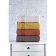 Cotton Box Plump Mercan Sarı Kahve Bej 50x90 cm 4'lü Havlu Seti