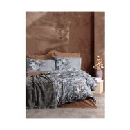 Cotton Box Smooth Antrasit Çift Kişilik Trim Battaniyeli Nevresim Takımı