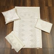 Cotton House 5 Parça Güpürlü Krem Seccade Takımı