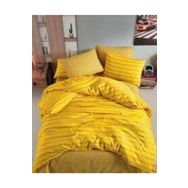 Cotton Life Fancy Stripe Sarı Çift Kişilik Nevresim Takımı
