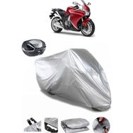 Coverplus Honda VFR 1200 F Gri Arka Çanta Uyumlu Su Geçirmez Motosiklet Brandası