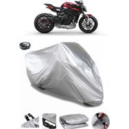 Coverplus MV Agusta Brutale 800 Gri Arka Çanta Uyumlu Su Geçirmez Motosiklet Brandası