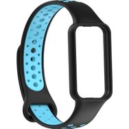 CoverZone Amazfit Band 7 Termoplastik Siyah Mavi Spor Delikli Kordon