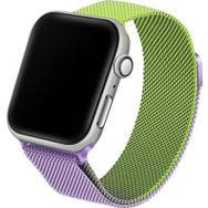 CoverZone Apple Watch 3 4 5 6 40 mm Hasır Örme Metal Vistoso Yeşil Lila Kordon