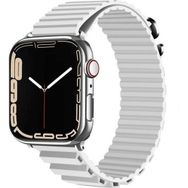 CoverZone Apple Watch 3 42-44 mm Parçalı Çizgili Tasarım Denouement Beyaz Kordon