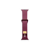 CoverZone Apple Watch 3 Metal Toka Tasarımlı 42-44 mm Strip Kabartmalı Mürdüm Kordon