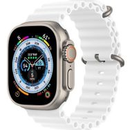 CoverZone Apple Watch 3 Okyanus Quintessential 38-40 mm Kabartmalı Metal Tokalı Beyaz Kordon
