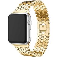 CoverZone Apple Watch 38 mm Octagon Desenli Gold Metal Kordon