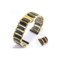 CoverZone Apple Watch 4 45 mm Uyumlu Paslanmaz Seramik Denouement Metal Gold Siyah Kordon