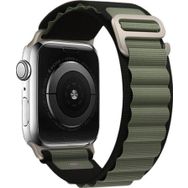 CoverZone Apple Watch 4 Uyumlu 42-44 mm Kumaş Çift Renk Çift Katmanlı Koyu Yeşil Siyah Kordon