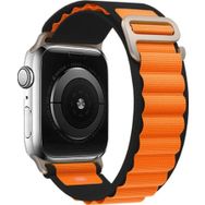 CoverZone Apple Watch 4 Uyumlu 42-44 mm Kumaş Çift Renk Çift Katmanlı Turuncu Siyah Kordon