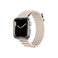 CoverZone Apple Watch 4 Uyumlu 42-44 mm Parçalı Çizgili Tasarım Denouement Kayış Krem Kordon