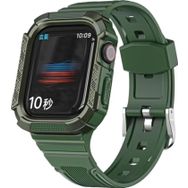 CoverZone Apple Watch 4 Uyumlu Double Protect 42-44 mm Firmino Antishock Koyu Yeşil Kordon
