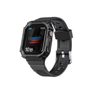 CoverZone Apple Watch 4 Uyumlu Double Protect 42-44 mm Firmino Antishock Siyah Kordon