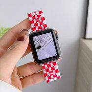 CoverZone Apple Watch 4 Uyumlu Metal Toka Tasarımlı 38-40 mm Double Color Desenli Kırmızı Beyaz Kordon