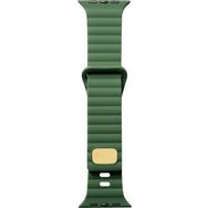 CoverZone Apple Watch 4 Uyumlu Metal Toka Tasarımlı 38-40 mm Strip Kabartmalı Koyu Yeşil Kordon