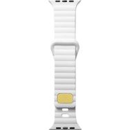 CoverZone Apple Watch 4 Uyumlu Metal Toka Tasarımlı 42-44 mm Strip Kabartmalı Beyaz Kordon