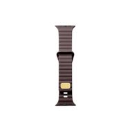 CoverZone Apple Watch 4 Uyumlu Metal Toka Tasarımlı 42-44 mm Strip Kabartmalı Kahverengi Kordon