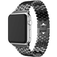 CoverZone Apple Watch 40 mm Octagon Desenli Metal Siyah Kordon