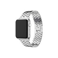 CoverZone Apple Watch 42 mm Octagon Desenli Metal Gümüş Kordon