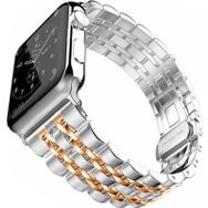 CoverZone Apple Watch 42 mm Renkli Desenli Metal Rose Gold Kordon