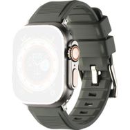 CoverZone Apple Watch 44 mm Kauçuk Spor Esnek Metal Tokalı Glamour Dark Gray Kordon