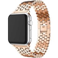 CoverZone Apple Watch 44 mm Octagon Desenli Metal Rose Gold Kordon