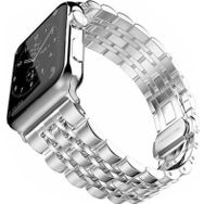 CoverZone Apple Watch 44 mm Renkli Desenli Metal Gümüş Kordon