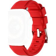 CoverZone Apple Watch 45 mm Kauçuk Spor Esnek Metal Tokalı Glamour Red Kordon