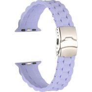 CoverZone Apple Watch 5 38-40 mm Uyumlu Metal Toka Delikli Panoply Silikon Lila Kordon