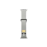 CoverZone Apple Watch 5 38-40 mm Uyumlu Metal Toka Krem Strip Kabartmalı Kordon