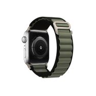 CoverZone Apple Watch 5 Uyumlu 42-44 mm Kumaş Çift Renk Çift Katmanlı Koyu Yeşil Siyah Kordon