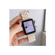 CoverZone Apple Watch 5 Uyumlu Metal Toka Tasarımlı 42-44 mm Double Color Desenli Sarı Beyaz Kordon