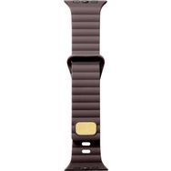CoverZone Apple Watch 5 Uyumlu Metal Toka Tasarımlı 42-44 mm Strip Kabartmalı Kahverengi Kordon