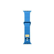 CoverZone Apple Watch 5 Uyumlu Metal Toka Tasarımlı 42-44 mm Strip Kabartmalı Mavi Kordon